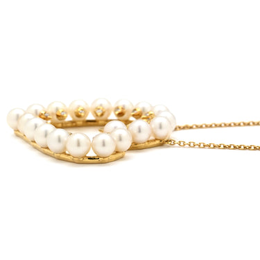 タサキ TASAKI デインジャー ハート ダイヤ パールホワイト×イエローゴールド K18YG パール ダイヤモンド ネックレス danger heart 750YG