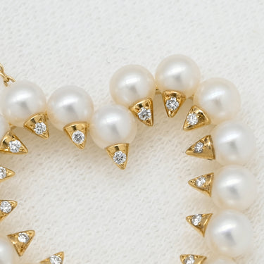 タサキ TASAKI デインジャー ハート ダイヤ パールホワイト×イエローゴールド K18YG パール ダイヤモンド ネックレス danger heart 750YG