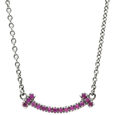 ティファニー Tiffany & Co Tスマイル ミニ マイクロ ピンク×ホワイトゴールド K18WG ピンクサファイア ネックレス T&Co. T smile Au750 18K ピンクサファイア