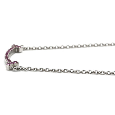 ティファニー Tiffany & Co Tスマイル ミニ マイクロ ピンク×ホワイトゴールド K18WG ピンクサファイア ネックレス T&Co. T smile Au750 18K ピンクサファイア