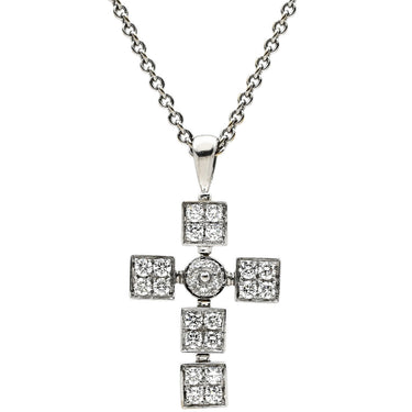 ブルガリ BVLGARI ルチア ラテンクロス ペンダント ホワイトゴールド K18WG ダイヤモンド ネックレス Au750 18K 18金 ダイヤ 十字架