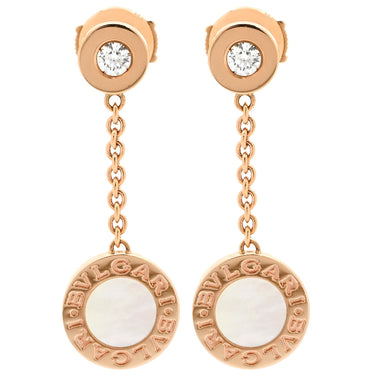 ブルガリ BVLGARI ブルガリブルガリ ピンクゴールド K18PG ダイヤモンド マザーオブパール ピアス Au750 ダイヤ ドロップ スイング マザーオブパール シェル
