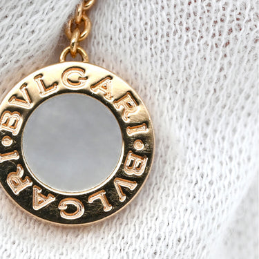 ブルガリ BVLGARI ブルガリブルガリ ピンクゴールド K18PG ダイヤモンド マザーオブパール ピアス Au750 ダイヤ ドロップ スイング マザーオブパール シェル