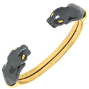 カルティエ Cartier パンテール ドゥ カルティエ ブラックXイエローゴールド K18YG シルバー800 ブレスレット バングル 18K シルバリウム ヴィンテージ
