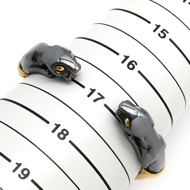 カルティエ Cartier パンテール ドゥ カルティエ ブラックXイエローゴールド K18YG シルバー800 ブレスレット バングル 18K シルバリウム ヴィンテージ