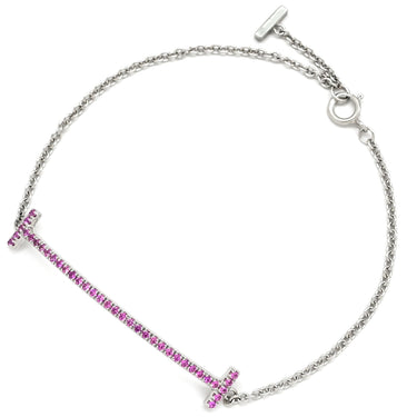 ティファニー Tiffany & Co Tスマイル ピンクサファイア ミディアム ホワイトゴールド K18WG ピンクサファイヤ ブレスレット 750 18K WG