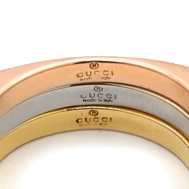 グッチ GUCCI スタッカブル スクエア イエローゴールド×ホワイトゴールド×ピンクゴールド K18YG K18WG K18PG リング 指輪 Au750 18K 3連 3重 スリーカラー ヴィンテージ 15.5号