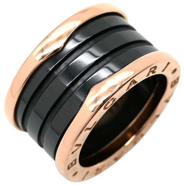 ブルガリ BVLGARI ビーゼロワン B-zero1 4バンド ピンクゴールド×ブラック K18PG セラミック #49 リング 指輪 黒 Au750 18K 18金 9号