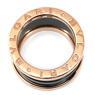 ブルガリ BVLGARI ビーゼロワン B-zero1 4バンド ピンクゴールド×ブラック K18PG セラミック #49 リング 指輪 黒 Au750 18K 18金 9号