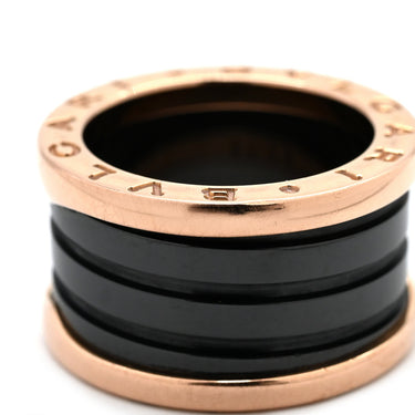 ブルガリ BVLGARI ビーゼロワン B-zero1 4バンド ピンクゴールド×ブラック K18PG セラミック #49 リング 指輪 黒 Au750 18K 18金 9号