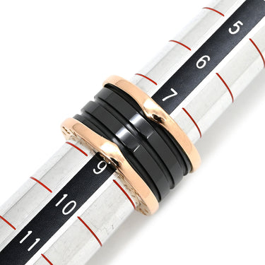ブルガリ BVLGARI ビーゼロワン B-zero1 4バンド ピンクゴールド×ブラック K18PG セラミック #49 リング 指輪 黒 Au750 18K 18金 9号