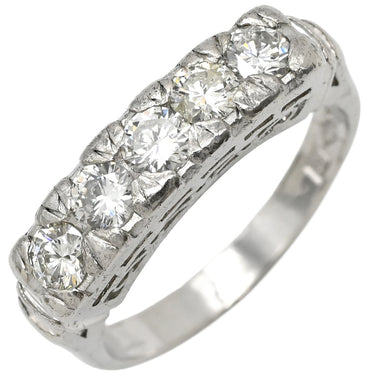 ノンブランド NON BRAND ダイヤモンド 5粒 0.67ct プラチナシルバー Pt900 ダイヤモンド リング 指輪 プラチナ Pt900 造幣局検定マーク 一文字リング 5P 5石 10号