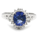 ノンブランド NON BRAND ブルーサファイア 1.45ct ダイヤ 0.28ct ブルー×プラチナシルバー Pt900 サファイア ダイヤモンド リング 指輪 青 プラチナ オーバルカット ヘイローデザイン 12号