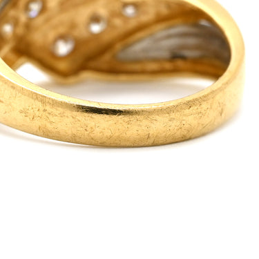ノンブランド NON BRAND ダイヤモンド 0.50ct デザインリング イエローゴールド×プラチナシルバー K18YG ダイヤモンド PT900 リング 指輪 18K 750 YG プラチナ900 コンビ ウエーブ ツイスト 11号