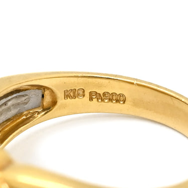 ノンブランド NON BRAND ダイヤモンド 0.50ct デザインリング イエローゴールド×プラチナシルバー K18YG ダイヤモンド PT900 リング 指輪 18K 750 YG プラチナ900 コンビ ウエーブ ツイスト 11号