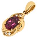 ノンブランド NON BRAND ロードライトガーネット 0.96ct ダイヤモンド ワインレッド×イエローゴールド K18YG ガーネット ペンダントトップ Au750 18K 18金 オーバルカット