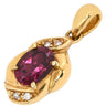 ノンブランド NON BRAND ロードライトガーネット 0.96ct ダイヤモンド ワインレッド×イエローゴールド K18YG ガーネット ペンダントトップ Au750 18K 18金 オーバルカット