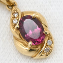 ノンブランド NON BRAND ロードライトガーネット 0.96ct ダイヤモンド ワインレッド×イエローゴールド K18YG ガーネット ペンダントトップ Au750 18K 18金 オーバルカット