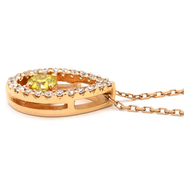 ノンブランド NON BRAND イエローダイヤモンド 0.24ct ペンダント ピンクゴールド K18PG ダイヤモンド ネックレス 1石 1粒 ラウンドブリリアントカット 18K 750 PG