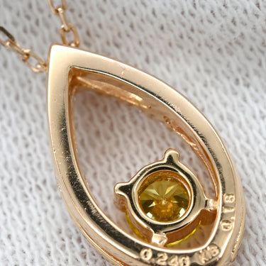ノンブランド NON BRAND イエローダイヤモンド 0.24ct ペンダント ピンクゴールド K18PG ダイヤモンド ネックレス 1石 1粒 ラウンドブリリアントカット 18K 750 PG
