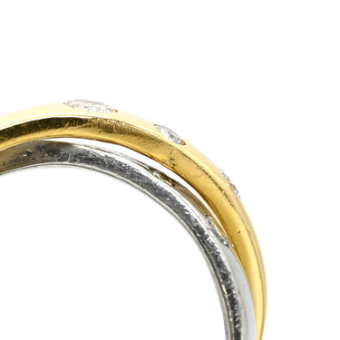 ノンブランド NON BRAND ダイヤモンド 0.30ct デザインリング イエローゴールド×プラチナシルバー K18YG Pt900 ダイヤモンド リング 指輪 18K 750 YG プラチナ900 コンビ クロス 8P 8石 10号