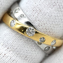 ノンブランド NON BRAND ダイヤモンド 0.30ct デザインリング イエローゴールド×プラチナシルバー K18YG Pt900 ダイヤモンド リング 指輪 18K 750 YG プラチナ900 コンビ クロス 8P 8石 10号
