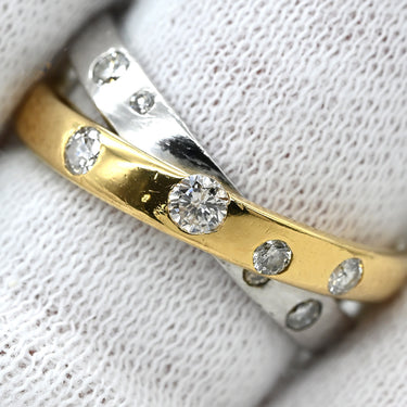 ノンブランド NON BRAND ダイヤモンド 0.30ct デザインリング イエローゴールド×プラチナシルバー K18YG Pt900 ダイヤモンド リング 指輪 18K 750 YG プラチナ900 コンビ クロス 8P 8石 10号