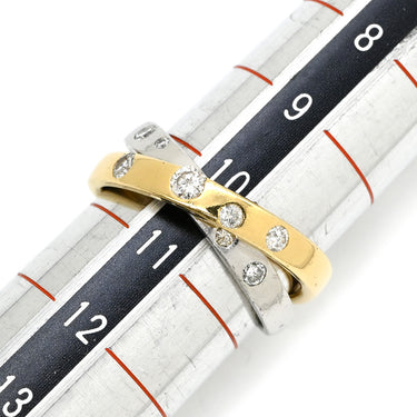 ノンブランド NON BRAND ダイヤモンド 0.30ct デザインリング イエローゴールド×プラチナシルバー K18YG Pt900 ダイヤモンド リング 指輪 18K 750 YG プラチナ900 コンビ クロス 8P 8石 10号
