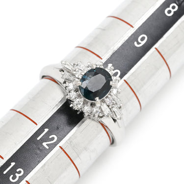 ノンブランド NON BRAND サファイア 0.53ct ダイヤモンド ブルー×プラチナシルバー Pt900 サファイア ダイヤモンド リング 指輪 青 プラチナ900 オーバルミックスカット 11号