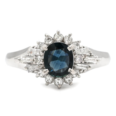 ノンブランド NON BRAND サファイア 0.53ct ダイヤモンド ブルー×プラチナシルバー Pt900 サファイア ダイヤモンド リング 指輪 青 プラチナ900 オーバルミックスカット 11号