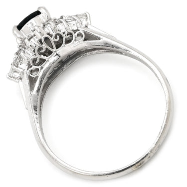 ノンブランド NON BRAND サファイア 0.53ct ダイヤモンド ブルー×プラチナシルバー Pt900 サファイア ダイヤモンド リング 指輪 青 プラチナ900 オーバルミックスカット 11号