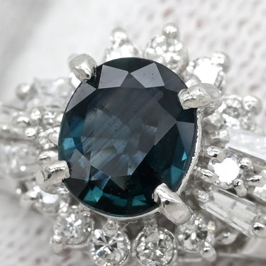 ノンブランド NON BRAND サファイア 0.53ct ダイヤモンド ブルー×プラチナシルバー Pt900 サファイア ダイヤモンド リング 指輪 青 プラチナ900 オーバルミックスカット 11号
