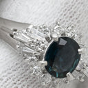 ノンブランド NON BRAND サファイア 0.53ct ダイヤモンド ブルー×プラチナシルバー Pt900 サファイア ダイヤモンド リング 指輪 青 プラチナ900 オーバルミックスカット 11号