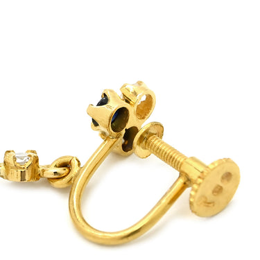 ノンブランド NON BRAND ブルーサファイア ダイヤ ブルー×イエローゴールド K18YG サファイア ダイヤモンド イヤリング 青 18K 750 YG ラウンドミックス ラウンドブリリアントカット ネジ式 ドロップ スウィング