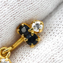 ノンブランド NON BRAND ブルーサファイア ダイヤ ブルー×イエローゴールド K18YG サファイア ダイヤモンド イヤリング 青 18K 750 YG ラウンドミックス ラウンドブリリアントカット ネジ式 ドロップ スウィング