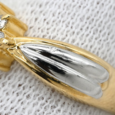 ノンブランド NON BRAND ダイヤモンド 0.20ct フラワーモチーフ イエローゴールド×プラチナシルバー K18YG Pt900 ダイヤモンド リング 指輪 18K 750 YG プラチナ900 コンビ 花 ラウンドブリリアント 8号