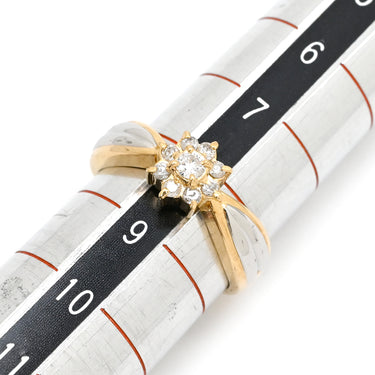 ノンブランド NON BRAND ダイヤモンド 0.20ct フラワーモチーフ イエローゴールド×プラチナシルバー K18YG Pt900 ダイヤモンド リング 指輪 18K 750 YG プラチナ900 コンビ 花 ラウンドブリリアント 8号