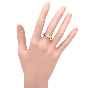 ノンブランド NON BRAND ダイヤモンド 0.20ct フラワーモチーフ イエローゴールド×プラチナシルバー K18YG Pt900 ダイヤモンド リング 指輪 18K 750 YG プラチナ900 コンビ 花 ラウンドブリリアント 8号