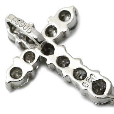 ノンブランド NON BRAND クロスモチーフ ダイヤモンド 0.50ct プラチナシルバー Pt900 ダイヤモンド ペンダントトップ 十字架 プラチナ900 ネックレストップ 10石 10P ラウンドブリリアント