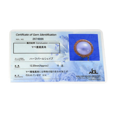 ノンブランド NON BRAND マベパール 12.2mm ハーフパール パールホワイトXイエローゴールド K14YG パール GP(留め具) タイピン 真珠 タイタックピン