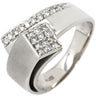ノンブランド NON BRAND ダイヤ 0.3ct プラチナシルバー Pt900 ダイヤモンド リング 指輪 プラチナ パヴェ クロス ウェーブ ボリューム 幅広 マット仕上げ 12号