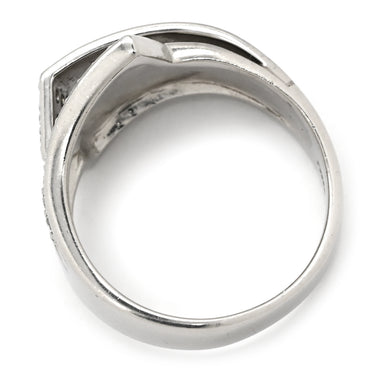 ノンブランド NON BRAND ダイヤ 0.3ct プラチナシルバー Pt900 ダイヤモンド リング 指輪 プラチナ パヴェ クロス ウェーブ ボリューム 幅広 マット仕上げ 12号