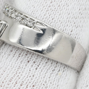 ノンブランド NON BRAND ダイヤ 0.3ct プラチナシルバー Pt900 ダイヤモンド リング 指輪 プラチナ パヴェ クロス ウェーブ ボリューム 幅広 マット仕上げ 12号