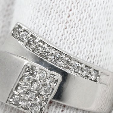 ノンブランド NON BRAND ダイヤ 0.3ct プラチナシルバー Pt900 ダイヤモンド リング 指輪 プラチナ パヴェ クロス ウェーブ ボリューム 幅広 マット仕上げ 12号