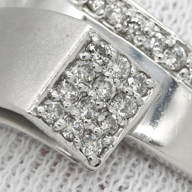 ノンブランド NON BRAND ダイヤ 0.3ct プラチナシルバー Pt900 ダイヤモンド リング 指輪 プラチナ パヴェ クロス ウェーブ ボリューム 幅広 マット仕上げ 12号
