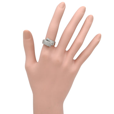 ノンブランド NON BRAND ダイヤ 0.3ct プラチナシルバー Pt900 ダイヤモンド リング 指輪 プラチナ パヴェ クロス ウェーブ ボリューム 幅広 マット仕上げ 12号