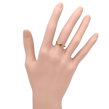ノンブランド NON BRAND ルビー レッド×イエローゴールド K18YG ルビー リング 指輪 K18YG Au750 18K 18金 赤 レッド 2P 2粒 ツイストライン 9.5号