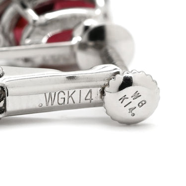 ノンブランド NON BRAND ガーネット ダイヤモンド レッド×ホワイトゴールド K18WG K14WG ガーネット イヤリング 赤 Au750 18K 18金 14K オーバル スイング ドロップ
