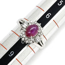 ノンブランド NON BRAND ルビー 1.26ct ダイヤモンド レッド×プラチナシルバー Pt900 ルビー ダイヤモンド リング 指輪 赤 1石 1粒 プラチナ900 オーバルカボション 7号