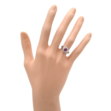 ノンブランド NON BRAND ルビー 1.26ct ダイヤモンド レッド×プラチナシルバー Pt900 ルビー ダイヤモンド リング 指輪 赤 1石 1粒 プラチナ900 オーバルカボション 7号